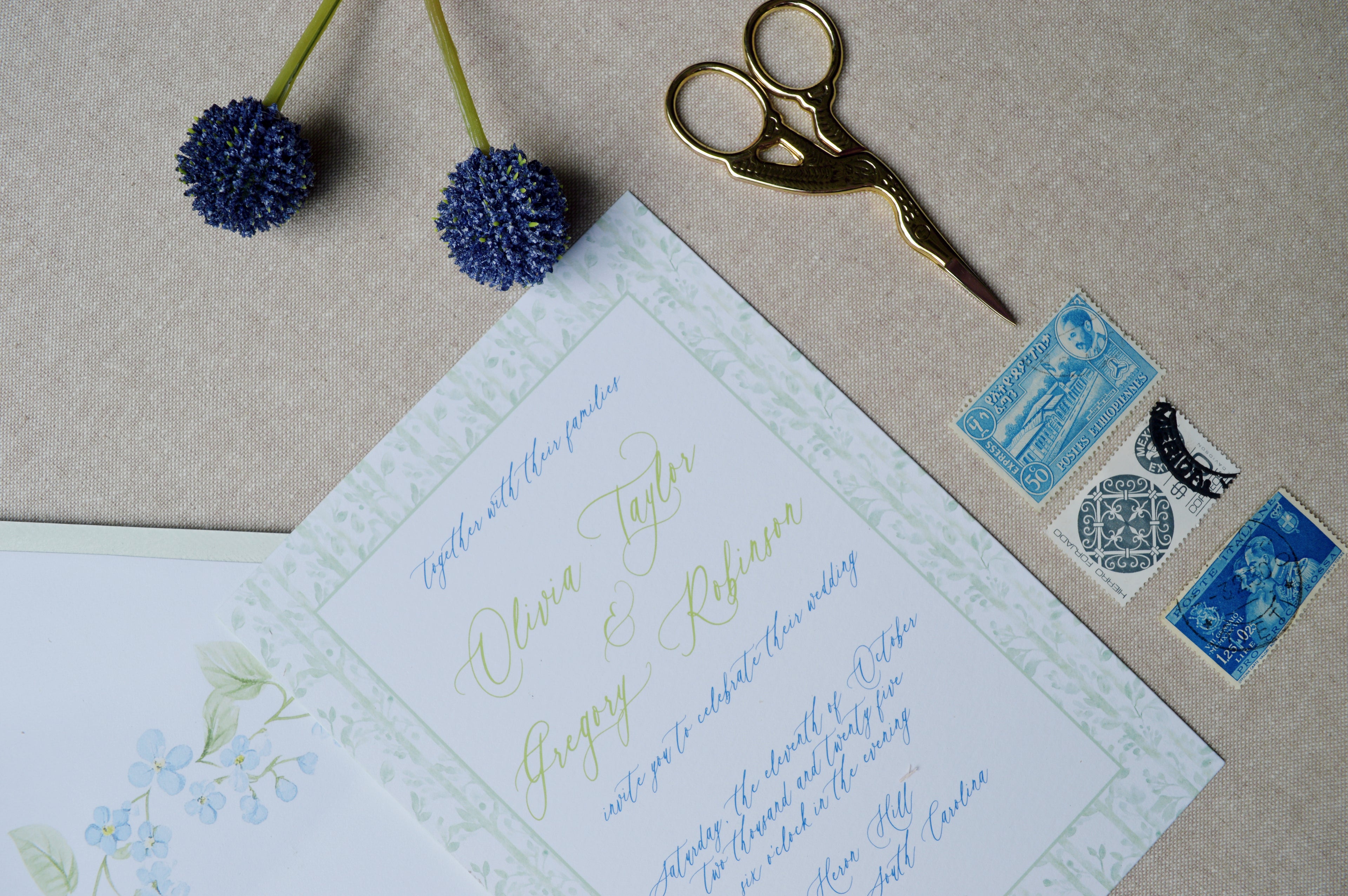The Forget-Me-Not Semi-Custom Invitation Suite