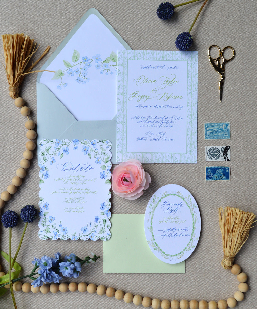 The Forget-Me-Not Semi-Custom Invitation Suite
